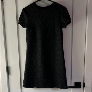 ZARA Woman Black Textured Knit Short-Sleeve Mini Dress – Size XS